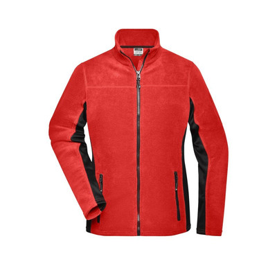 Damen Arbeits Fleecejacke JN841, rot/schwarz, Größe M