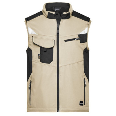 Workwear Softshell Weste JN845, stein-grau/schwarz, Größe 5XL