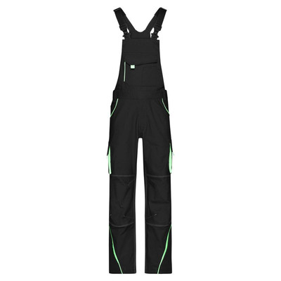 Workwear Latzhose JN848, schwarz/lime-grün, Größe 42