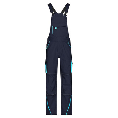 Workwear Latzhose JN848, navy-blau/türkis, Größe 54
