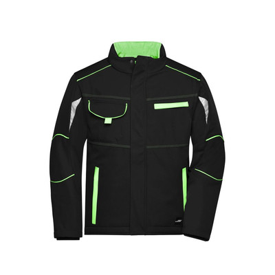Winter Workwear Softshell Jacke JN853, schwarz/lime-grün, Größe 6XL