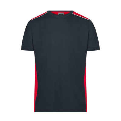 Herren Workwear T-Shirt Kontrast JN860, carbon/rot, Größe XL