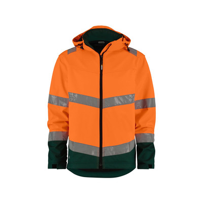 Malaga Warnschutz Softshell-Jacke, Größe 4XL, NEONORANGE/FLASCHENGRÜN