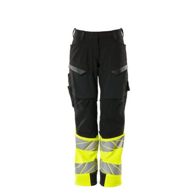 Hose mit Knietaschen ACCELERATE SAFE, Schwarz/hi-vis Gelb, Größe 82C36