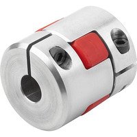 ELASTOMER-KLAUENKUPPLUNG MIT RADIALER KLEMMNABE GR.42, D1=45, D2=45, L=126, ALUMINIUM, KOMP:POLYURETHAN, ROT, D4=95 (K1889.42981264545) Bild 2