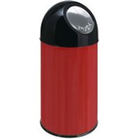 Push-Abfallbehälter aus Stahl, 30 Liter Volumen, rot Bild 2