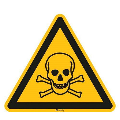 Warnschild "Warnung vor giftigen Stoffen", ISO 7010, Folie, selbstklebend, 200 mm, VE = 10 Stück