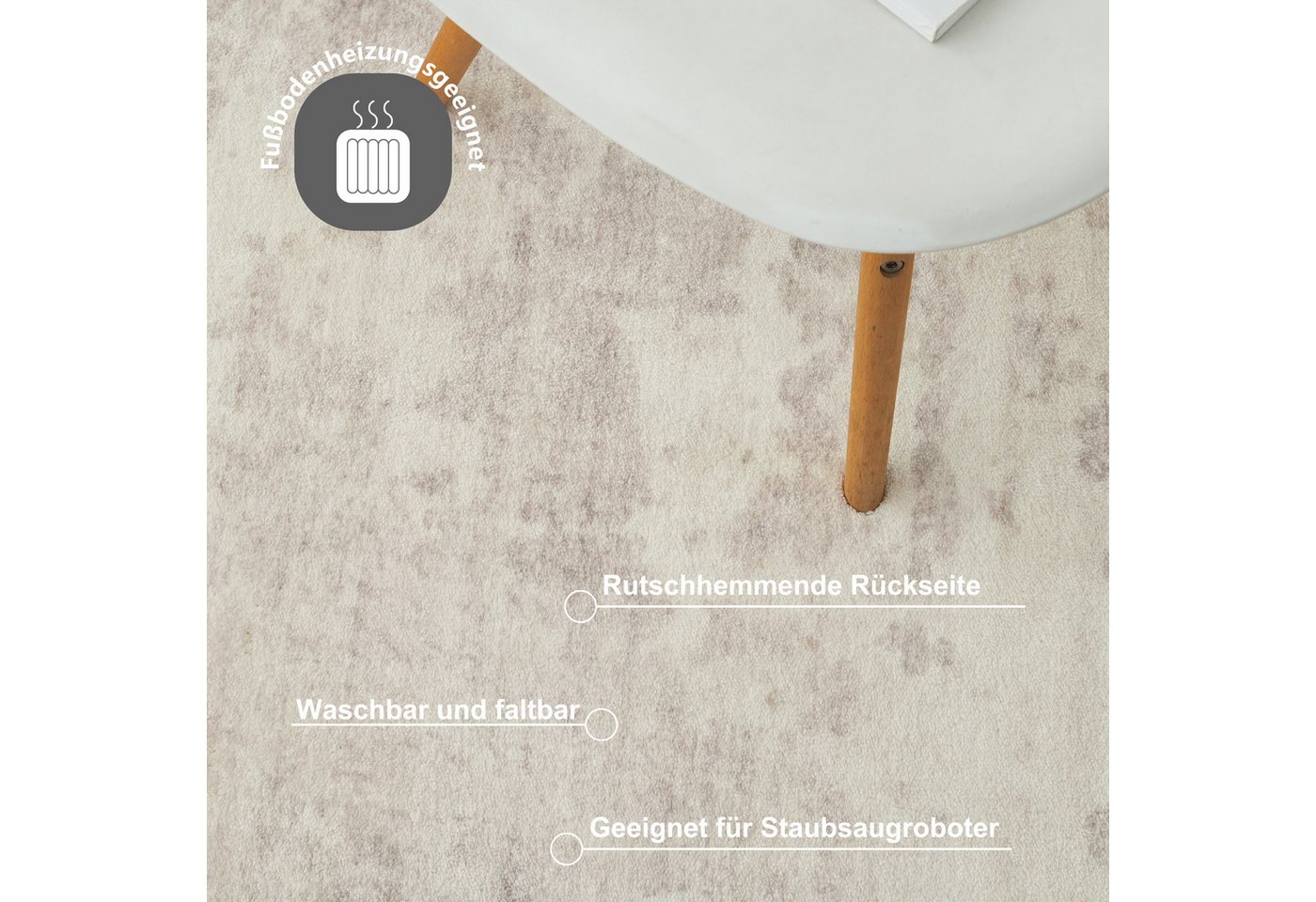 OTTO home Teppich Mokk, Druckteppich, mehrfarbig, im Vintage-Look, rechteckig, Höhe: 12 mm, bedruckt, waschbar, weich, Wohnzimmer, Schlafzimmer, Esszimmer Bild 5