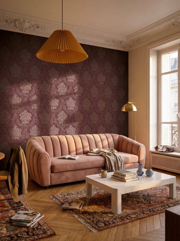 A.S. Création Vliestapete Trend Spectrum Baroque – Glänzendes Ornament Vliestapete, leicht strukturiert, Barock, ornamental, metallic, (1 St), Elegantes Barockornament mit glänzenden Metallic-Akzenten Bild 2