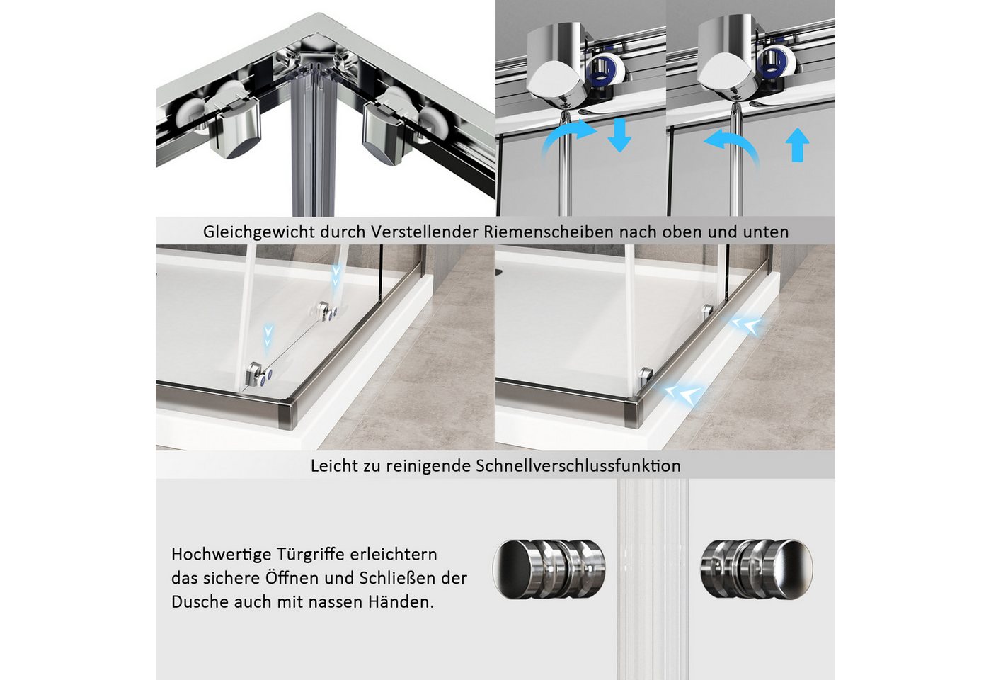 Hopibath Eckdusche Duschkabine 80x100 100x80 Eckeinstieg Schiebetür, BxT: 80x100 cm, 5mm Sicherheitsglas, Duschabtrennung, Schwarz / Chrom / Milchglas / Klarglas, (98-100) x (78-80)x185cm, Rechts-und Links montierbar