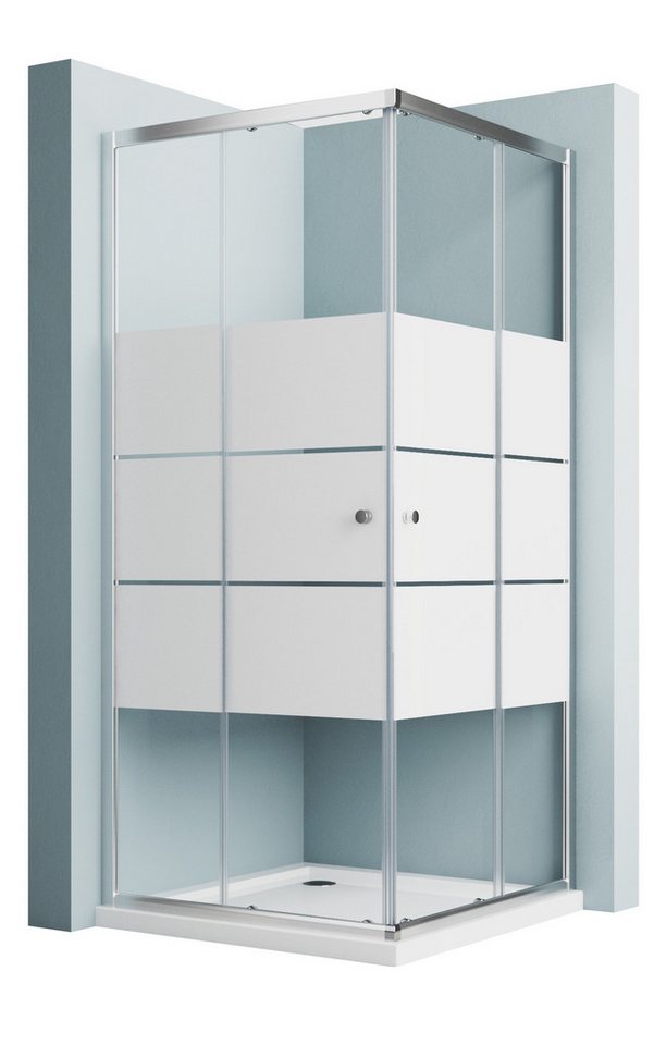 Hopibath Eckdusche Duschkabine 80x100 100x80 Eckeinstieg Schiebetür, BxT: 80x100 cm, 5mm Sicherheitsglas, Duschabtrennung, Schwarz / Chrom / Milchglas / Klarglas, (98-100) x (78-80)x185cm, Rechts-und Links montierbar Bild 4