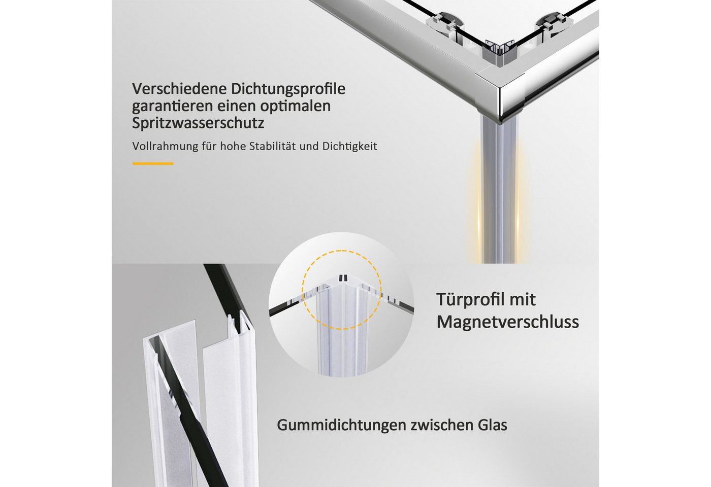 Hopibath Eckdusche Duschkabine 80x100 100x80 Eckeinstieg Schiebetür, BxT: 80x100 cm, 5mm Sicherheitsglas, Duschabtrennung, Schwarz / Chrom / Milchglas / Klarglas, (98-100) x (78-80)x185cm, Rechts-und Links montierbar Bild 5