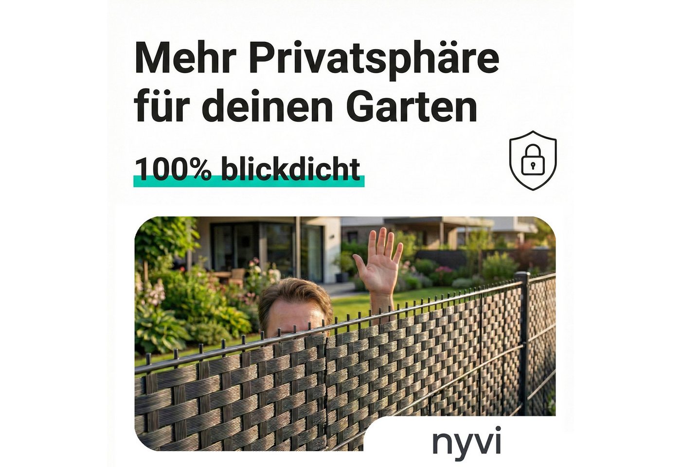 NYVI Sichtschutzstreifen Sichtschutzstreifen Privafence 255x19 cm für Zaun, (6-St), Polyrattan 3D Optik, Wetterfest, Reißfest Bild 2