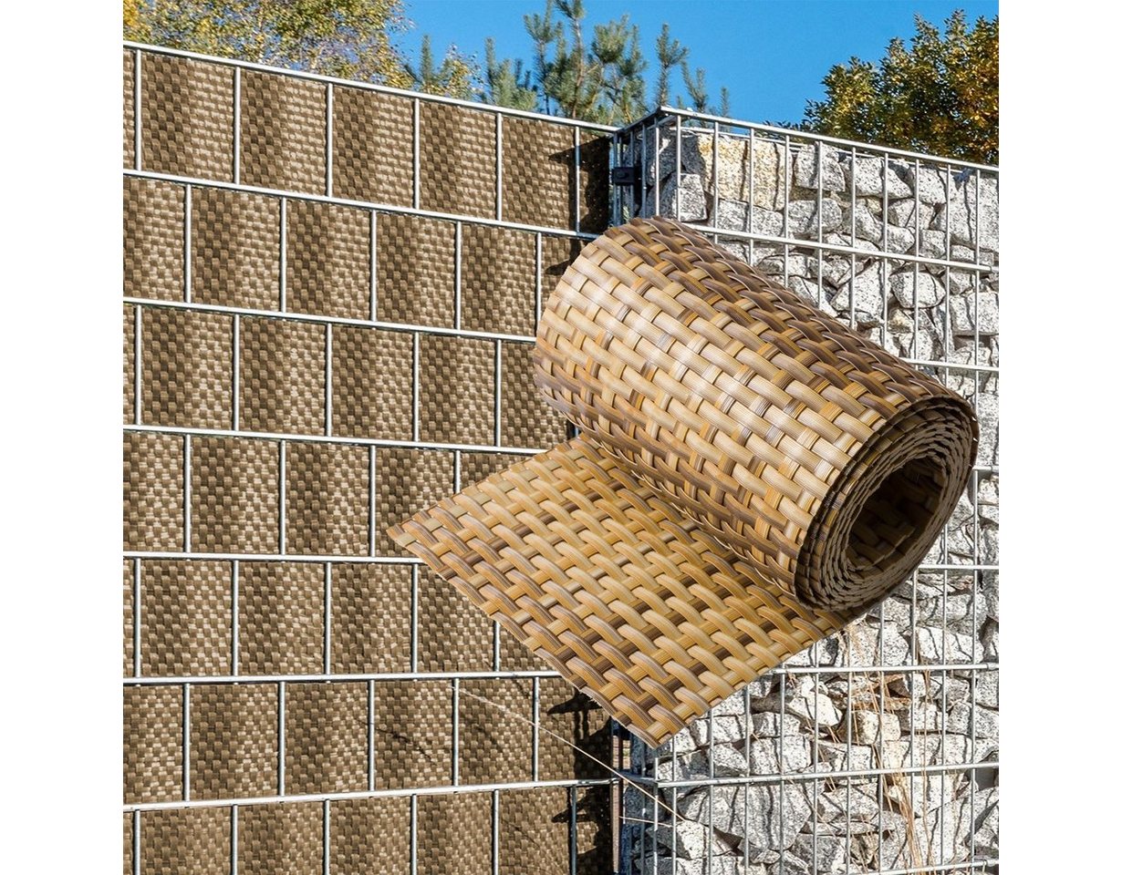 NYVI Sichtschutzstreifen Sichtschutzstreifen Privafence 255x19 cm für Zaun, (6-St), Polyrattan 3D Optik, Wetterfest, Reißfest Bild 5