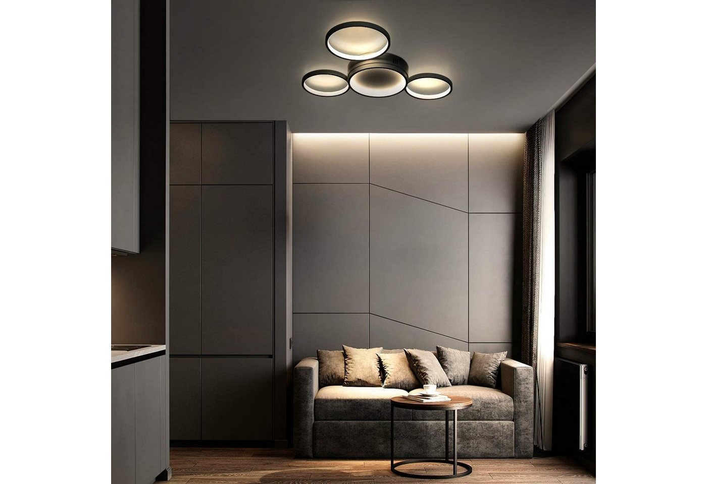 ZMH LED Deckenleuchte 3/4 Flammig Ring Fernbedienung Schlafzimmer, dimmbar, LED fest integriert