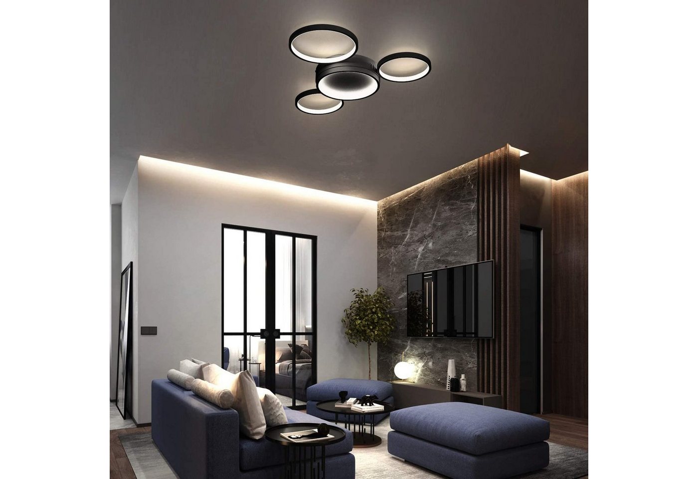 ZMH LED Deckenleuchte 3/4 Flammig Ring Fernbedienung Schlafzimmer, dimmbar, LED fest integriert Bild 4