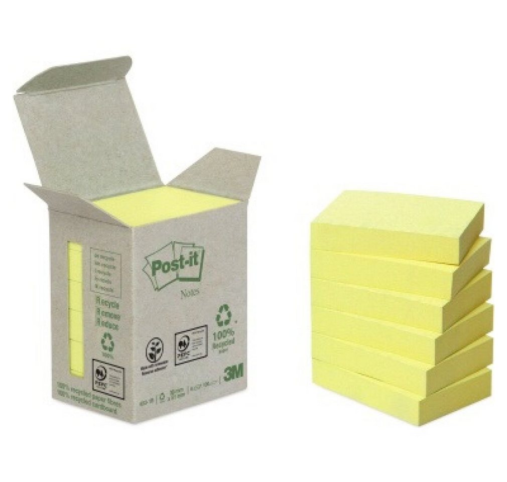 Post-it® Notizzettel Post-it Haftnotiz Recycling Notes 653-1B Bl./Block 6 Block/Pack.
