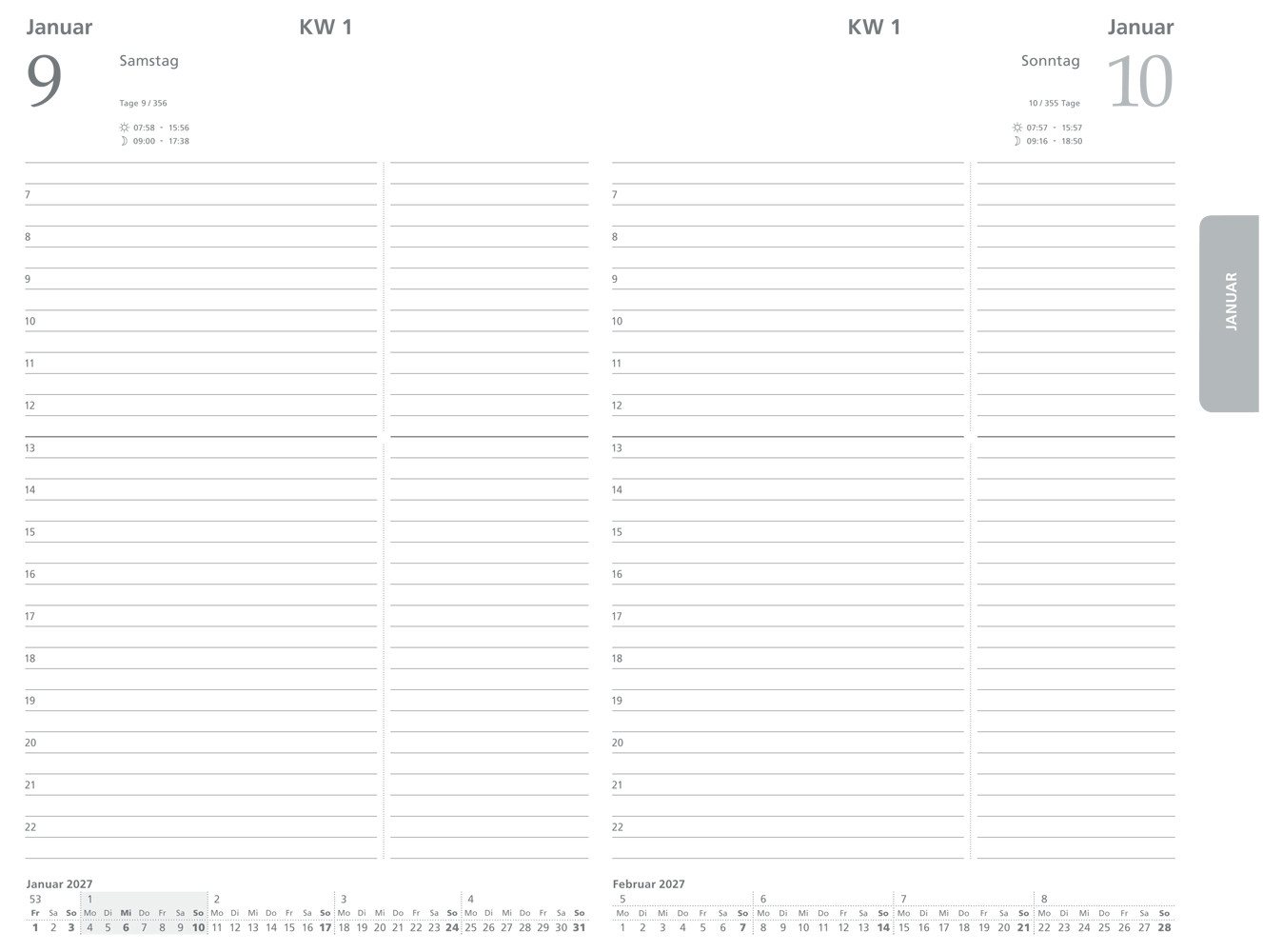 ADINA Buchkalender 2027 ADINA Buchkalender Chefplaner A5 anthrazit-metallic 1 Tag 1 Seite Bild 3