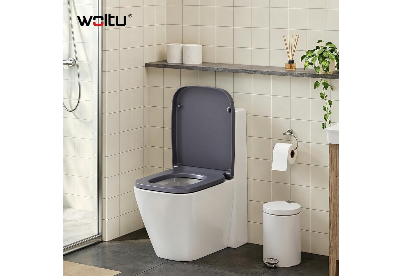 Woltu WC-Sitz (1-St), mit Absenkautomatik Duroplast Softclose Antibakterielle
