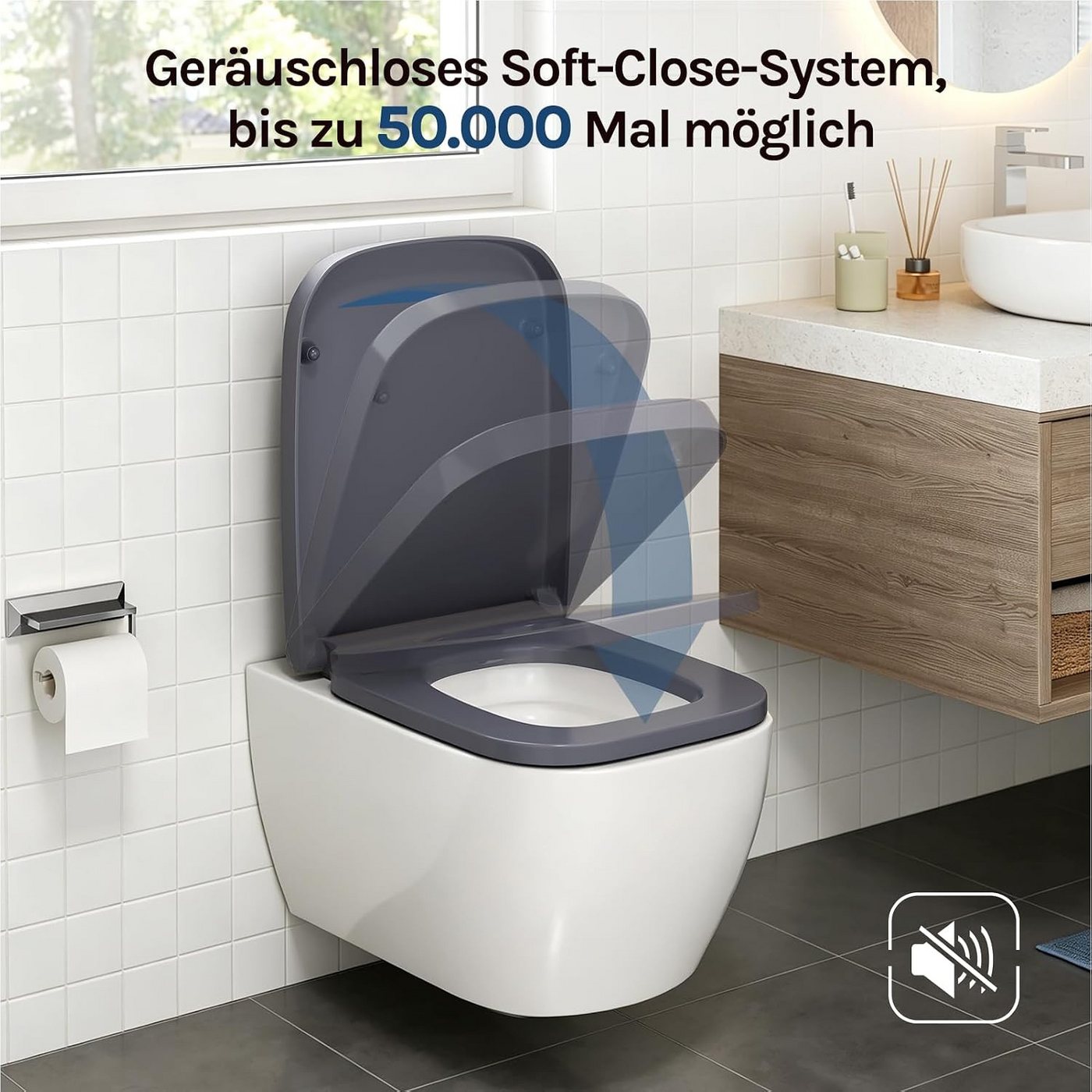 Woltu WC-Sitz (1-St), mit Absenkautomatik Duroplast Softclose Antibakterielle Bild 2