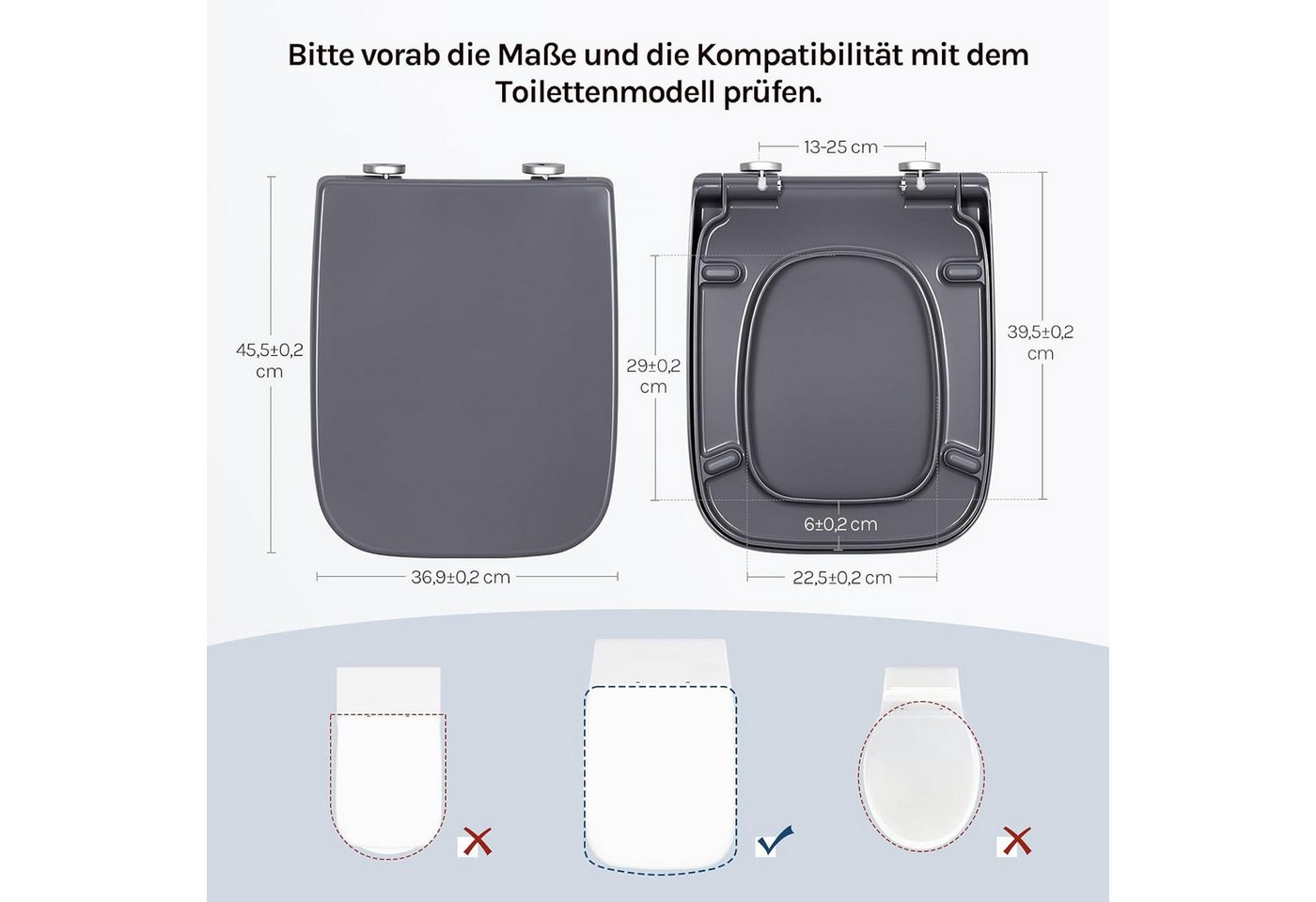 Woltu WC-Sitz (1-St), mit Absenkautomatik Duroplast Softclose Antibakterielle Bild 3