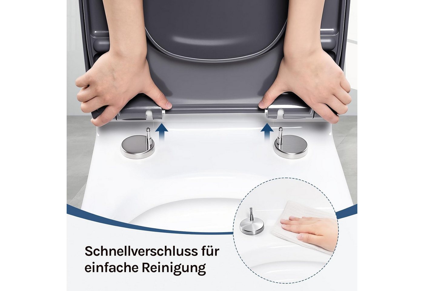 Woltu WC-Sitz (1-St), mit Absenkautomatik Duroplast Softclose Antibakterielle Bild 5