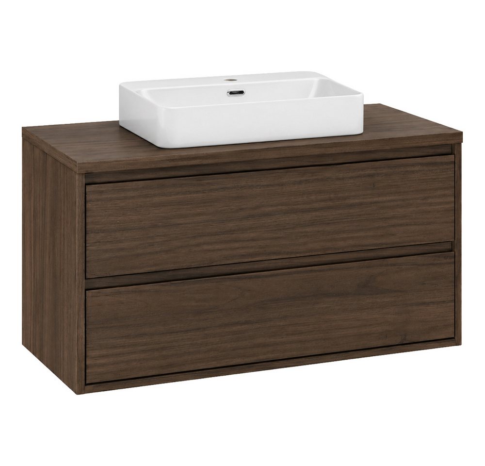 Lomadox Waschtisch VERZUOLO-56-WALNUT, 80 cm breit in Walnuss, wandhängend, grifflos Bild 4