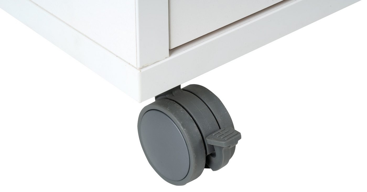 Tvilum Rollcontainer PRIMA, 48 x 68 cm, Weiß, 4 Schubladen, mit Rollen, mit abschließbarer Schublade Bild 3