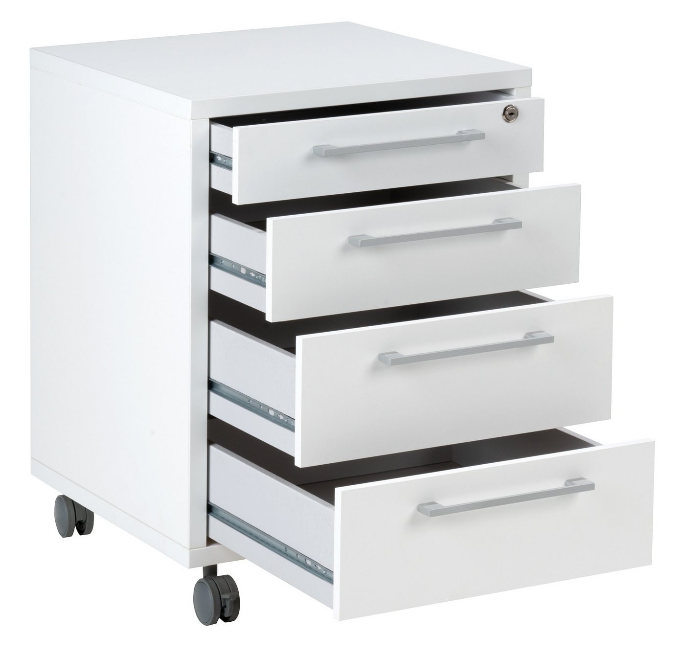 Tvilum Rollcontainer PRIMA, 48 x 68 cm, Weiß, 4 Schubladen, mit Rollen, mit abschließbarer Schublade Bild 5
