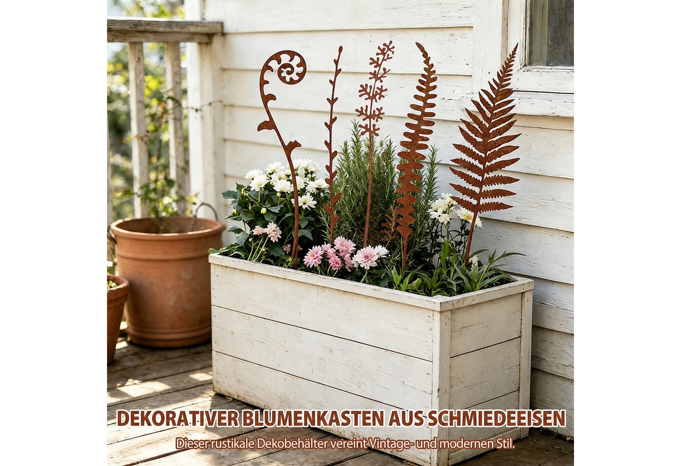 BlingBin Gartenstecker 5 Stück Gartendeko für Draußen Wetterfest, Dekorative Metallblumen (5er Set, 5-St., Produktmaße: Alle 5 Schilder sind 36 cm hoch) Blumenbeet-Dekoration, Metall-Figuren Für Rasen Gartenweg Topfpflanzen