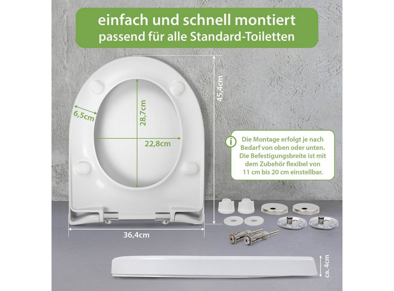 banjado WC-Sitz Premium D-Form mit Absenkautomatik Motiv Dreiecke Rot (umweltfreundliches Material, Softclose Absenkautomatik), 45 x 36,4 x 4 Bild 4