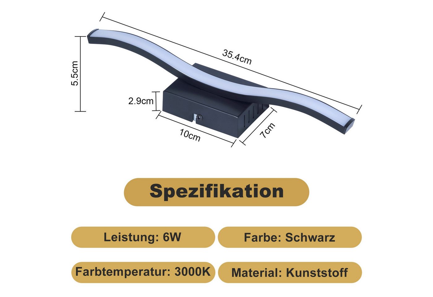 ZMH LED Deckenleuchte Schwarz Wellen Design Modern Deckenlampe 3000K Flur Küche, Augenschutz, Einfache Installtion, LED fest integriert, Warmweiß Bild 5