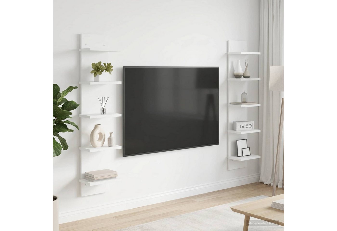 vidaXL Regal Wandregal 2 stk. Weiß 22 x 15 x 100 cm Holzwerkstoff, 2-tlg. Bild 5