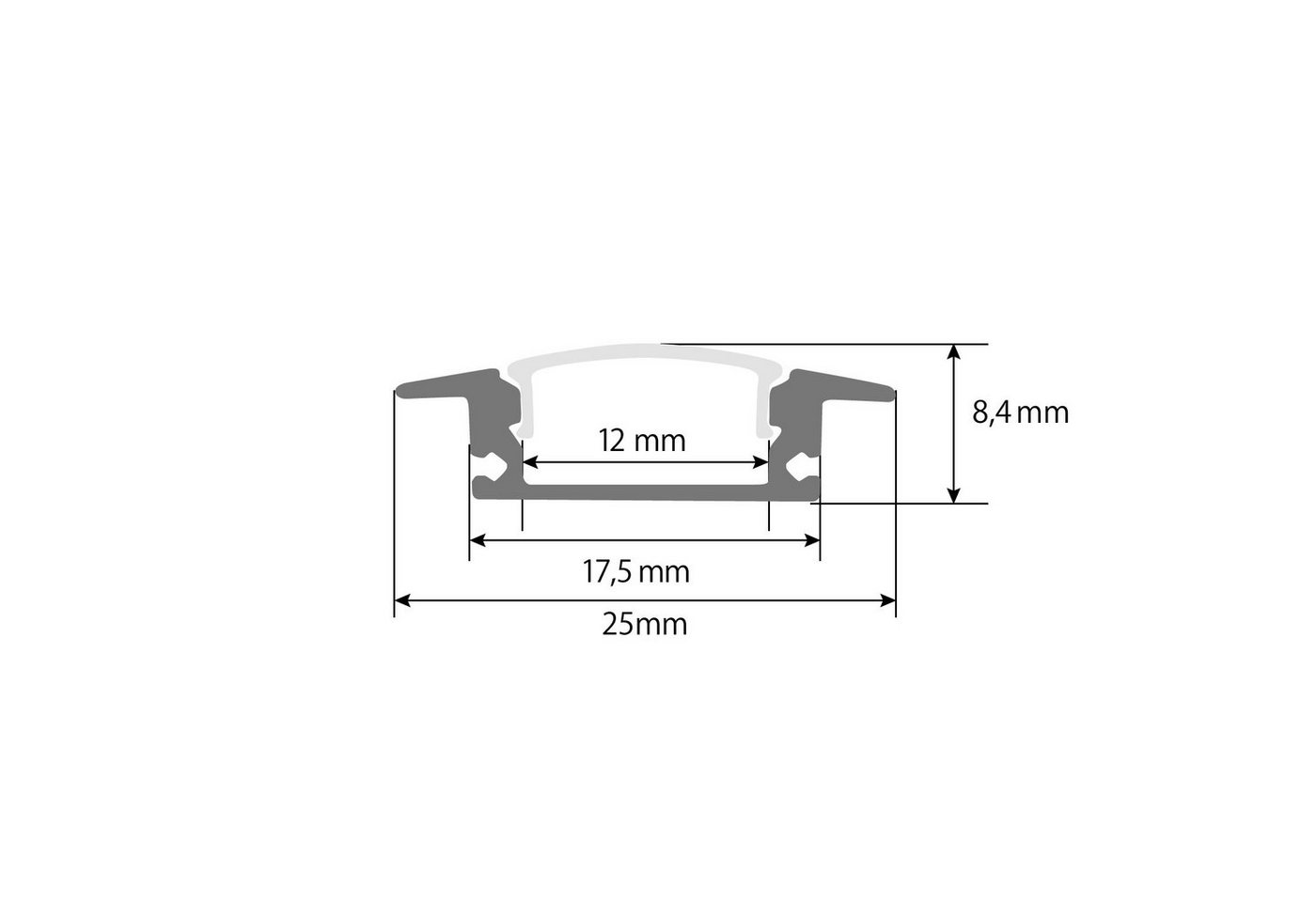 ENERGMiX LED-Stripe-Profil 2 Meter Aluprofile Alu Schiene Profil LED Kanal Schiene für LED Strip, Profil Kanal LED Leiste 200cm inkl. Clips und Endkappen Bild 4