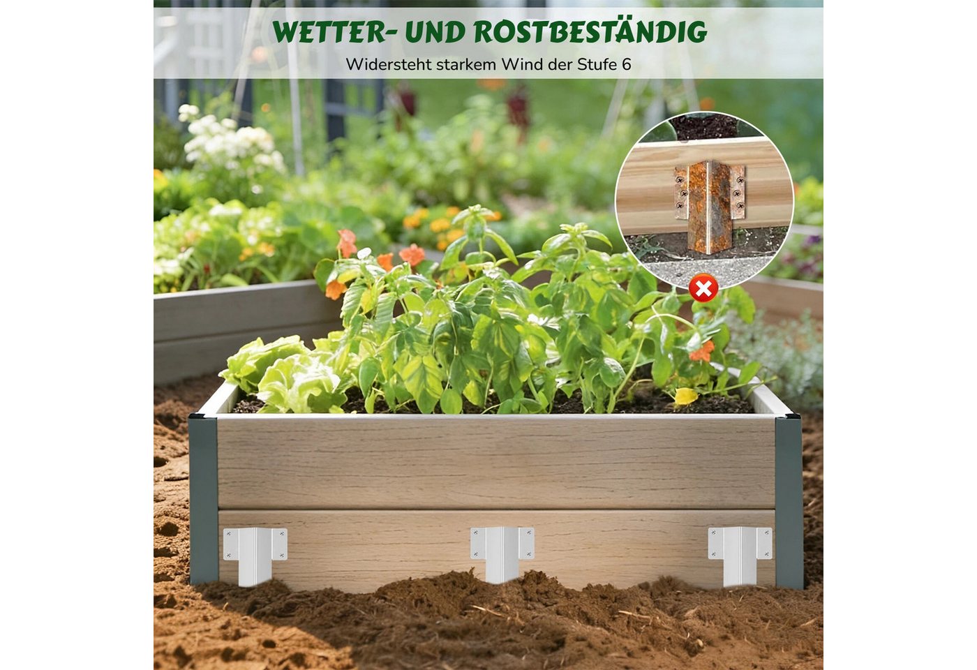 BlingBin Bodenanker 10 Stück Gezackte Schwellen-Halterungen mit Schrauben, Hochbeetpfähle, zum Einschlagen, (10er Set, 10-St., Produktmaße: 44 × 12 cm), Gartenschwellenhalterungen Befestigungen für Landschaft, Auffahrt, Weg Bild 5