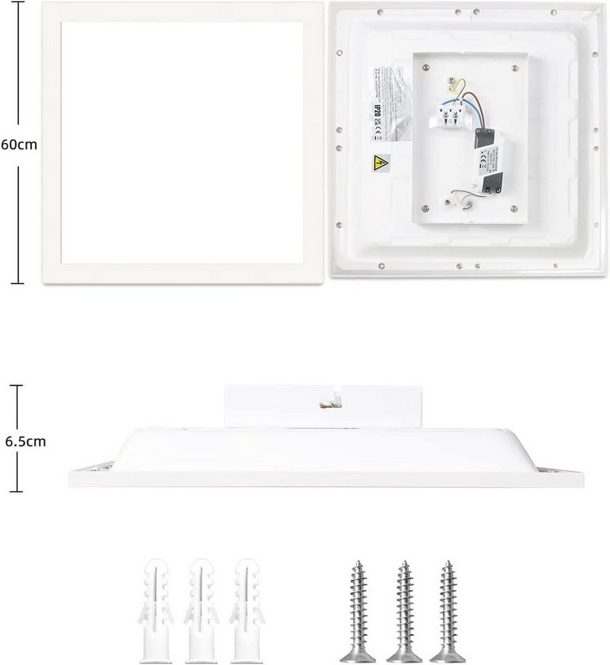 ZMH Deckenleuchten LED Panel Flach Design 3000K für Büro, Wohnzimmer,45*45cm/60*60cm, Warmweiß
