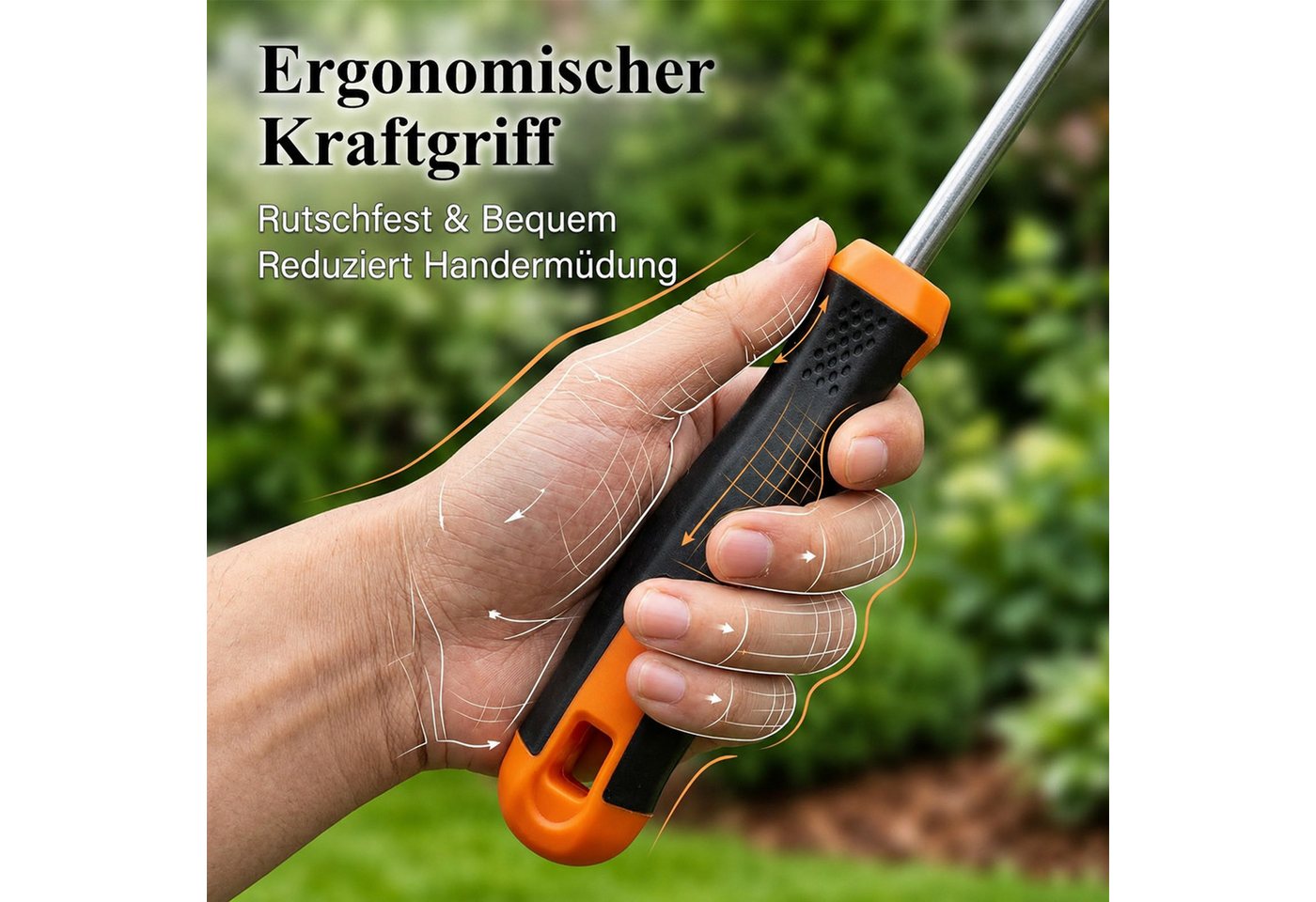 MOPUEA Unkrautstecher 2-in-1 Unkrautstecher Edelstahl mit Doppelkopf und Langgriff, (2-in-1 Unkrautstecher aus Edelstahl für Garten und Beet, Vierzack- und Zweizackspitze für flache und tiefe Wurzeln), 2-in-1 Kopf, Edelstahl, 37 cm lang, rutschfester Griff Bild 3