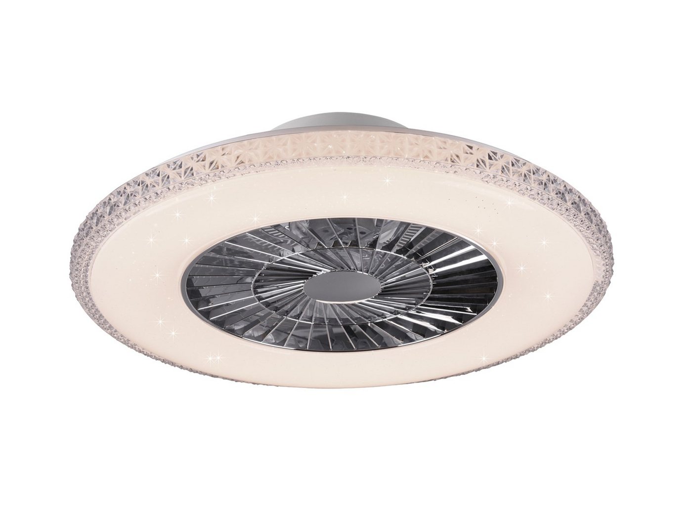 Reality Leuchten LED Deckenleuchte, Dimmfunktion, Nachtlichtfunktion, LED fest integriert, Lichtfarbe einstellbar, Decken-ventilator-en mit Licht, Deckenlüfter Sternenhimmel, Ø60cm