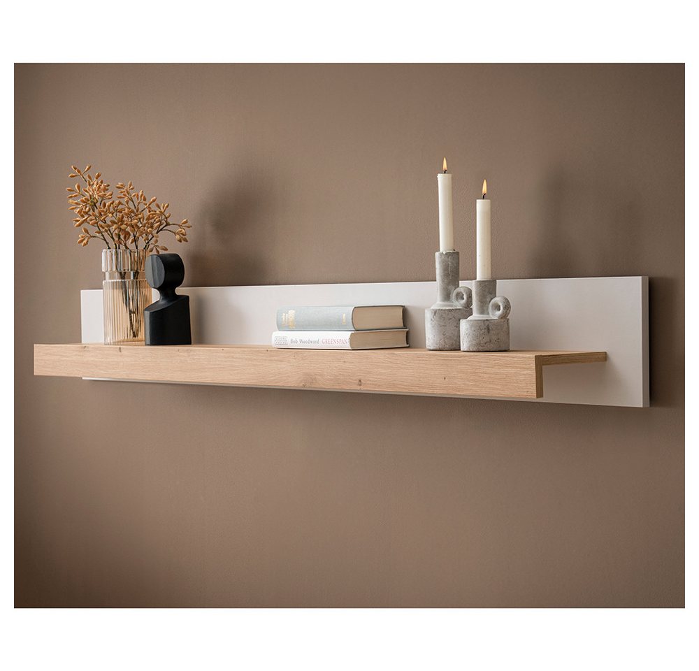 Lomadox Wandregal SITTEN-61, 189 cm, Eiche mit Kaschmir Beige, Ablagefläche für Deko Bild 2