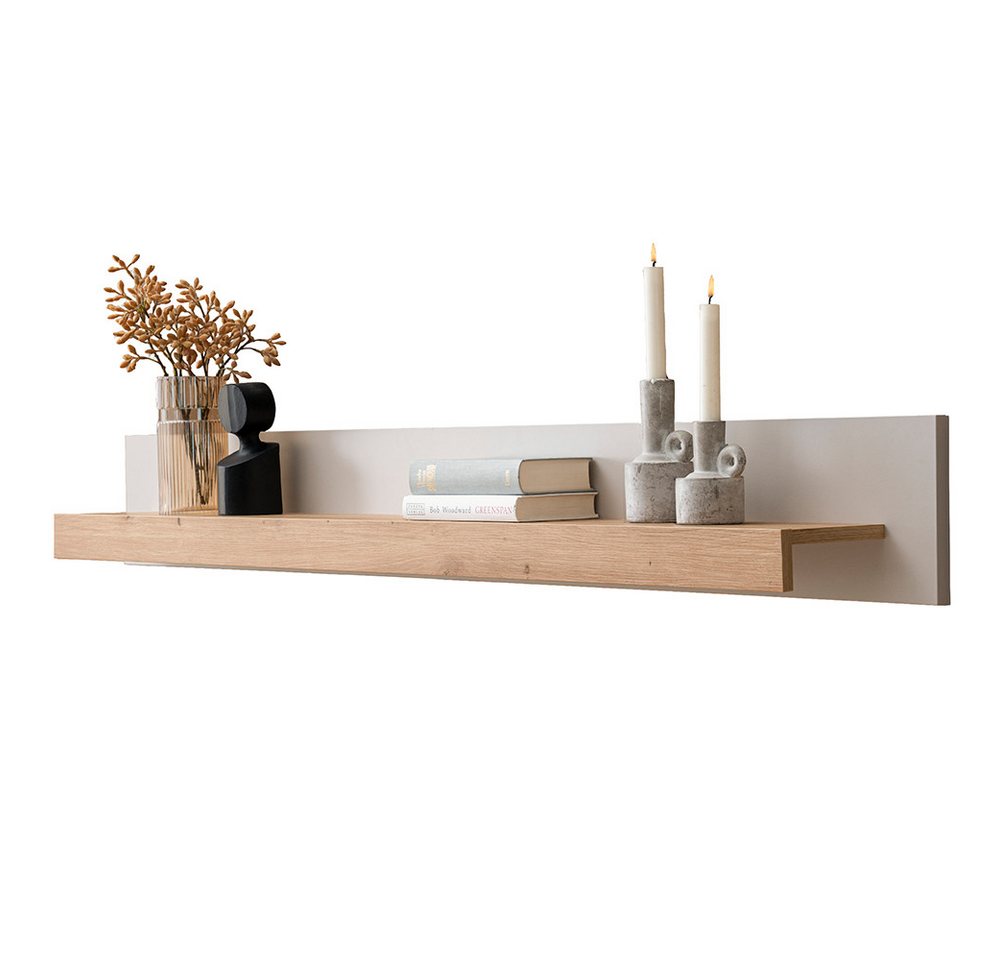 Lomadox Wandregal SITTEN-61, 189 cm, Eiche mit Kaschmir Beige, Ablagefläche für Deko Bild 5