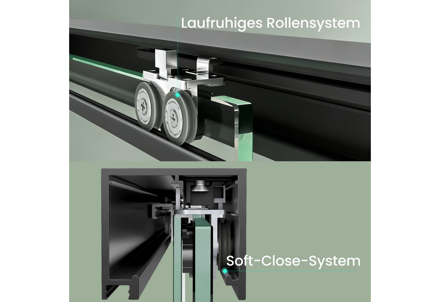 Mai & Mai Dusch-Drehtür Glasdusche Schiebetür Nischendusche 8mm ESG Nano 3-teilig Teramo70K, 80x195 cm, Sicherheitsglas, Soft-Close-System,Synchronmechanismus,platzsparend für Nischenduschen