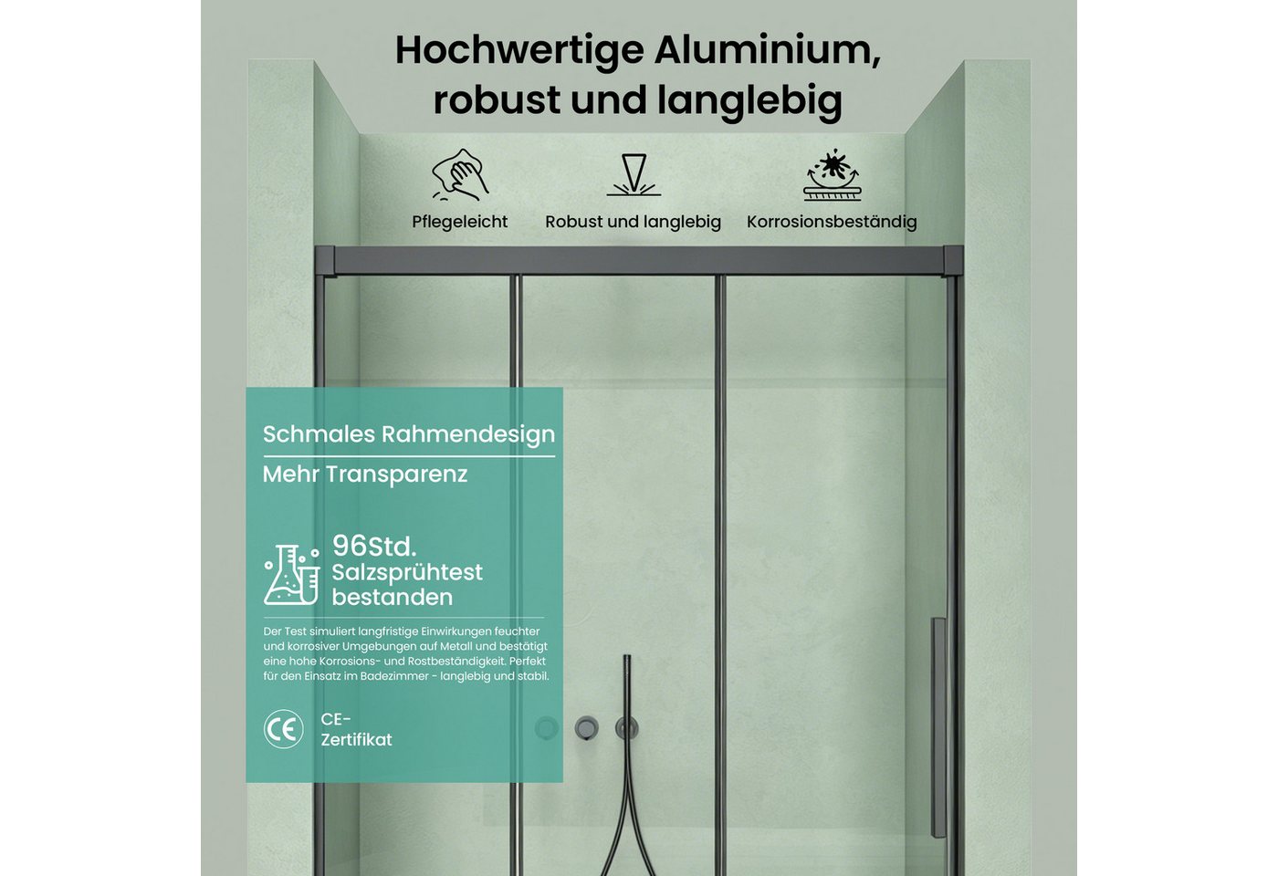 Mai & Mai Dusch-Drehtür Glasdusche Schiebetür Nischendusche 8mm ESG Nano 3-teilig Teramo70K, 80x195 cm, Sicherheitsglas, Soft-Close-System,Synchronmechanismus,platzsparend für Nischenduschen Bild 4
