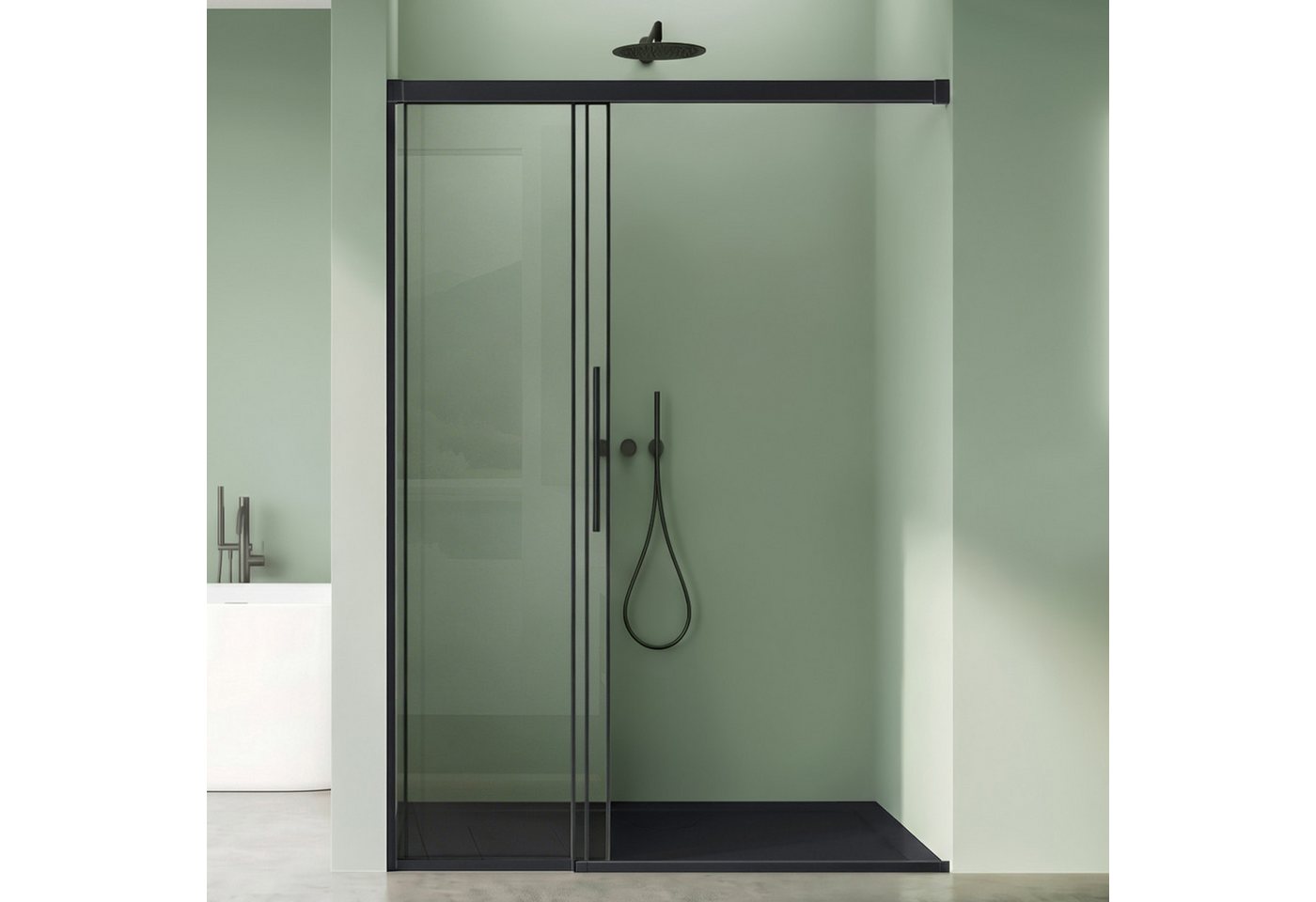 Mai & Mai Dusch-Drehtür Glasdusche Schiebetür Nischendusche 8mm ESG Nano 3-teilig Teramo70K, 80x195 cm, Sicherheitsglas, Soft-Close-System,Synchronmechanismus,platzsparend für Nischenduschen Bild 5