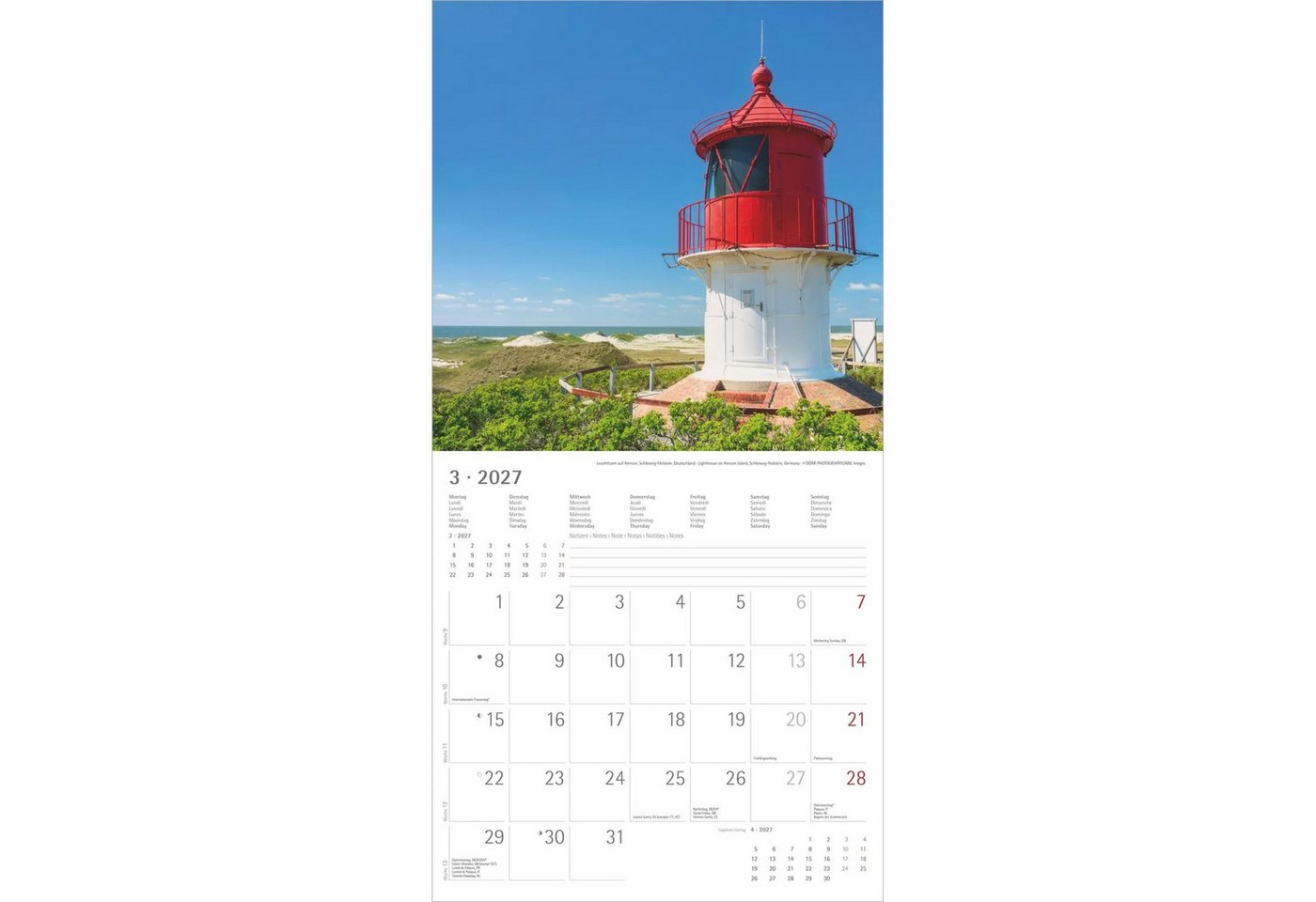 Wandkalender Leuchttürme 2027