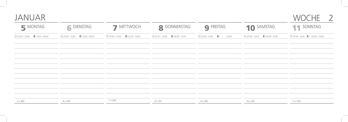 ADINA Tischkalender 2027 ADINA Großer Tischquerkalender XXL 42x13cm dunkelblau Bild 5