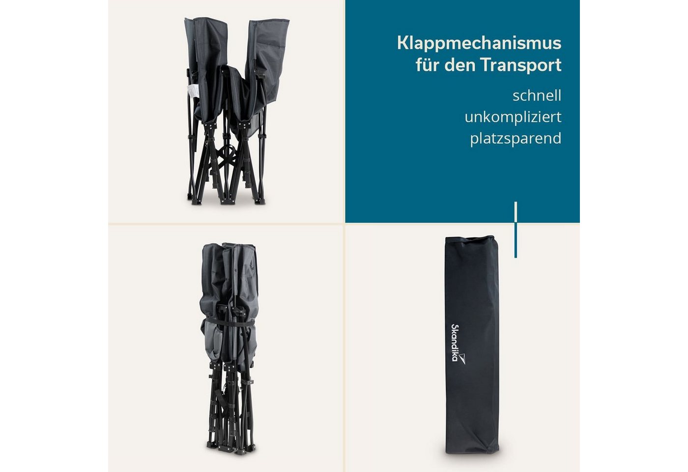 Skandika Campingliege Erola, Bequemes Klappbett, große Liegefläche, faltbar, Campingbett (Quick-Up Funktion, Rahmen mit Verstärkten Verbindungen) Feldbett, stabile Konstruktion, bis 150kg, Seitentasche, Tragetasche Bild 4