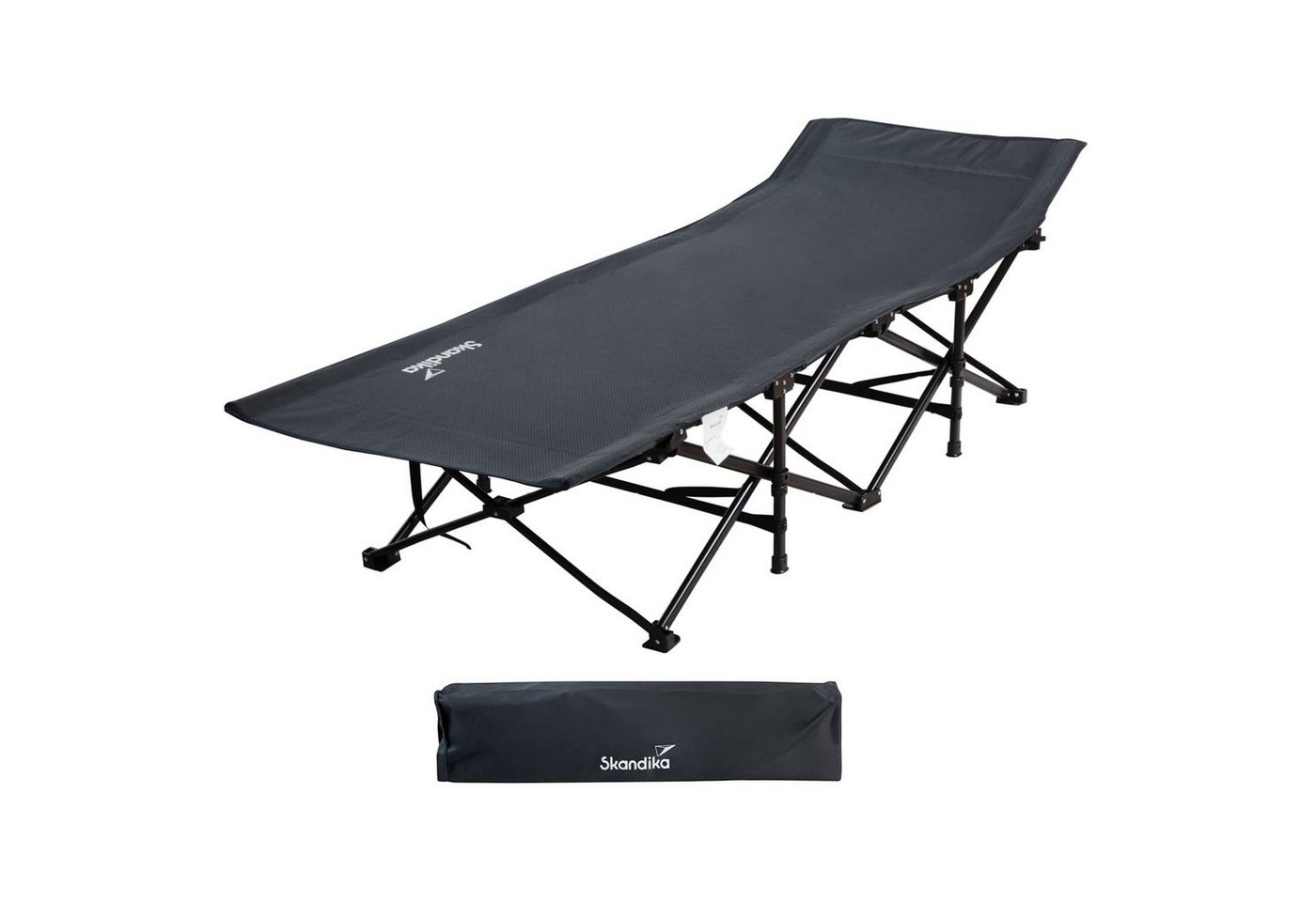 Skandika Campingliege Erola, Bequemes Klappbett, große Liegefläche, faltbar, Campingbett (Quick-Up Funktion, Rahmen mit Verstärkten Verbindungen) Feldbett, stabile Konstruktion, bis 150kg, Seitentasche, Tragetasche Bild 5