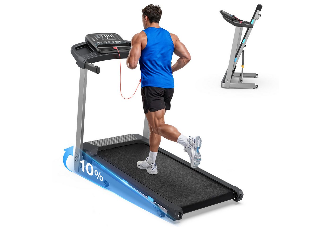 Cardirun Laufband für Zuhause, 3,5 PS, 180KG, 1–12 km/h, Herzfrequenz (1-tlg), LED & Bluetooth APP Bild 2