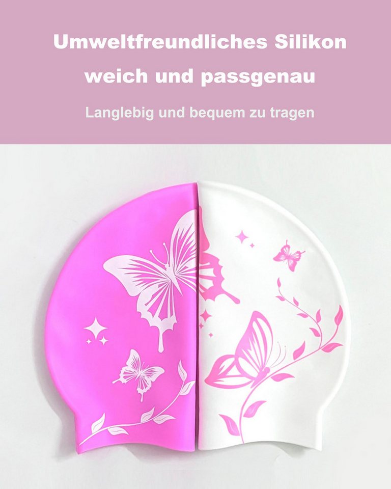 nsihing Badekappe Silikon Schwimmkappe – Elastische Badekappe rutschfest (1 St), für Damen & Herren, für lange und kurze Haare Bild 4