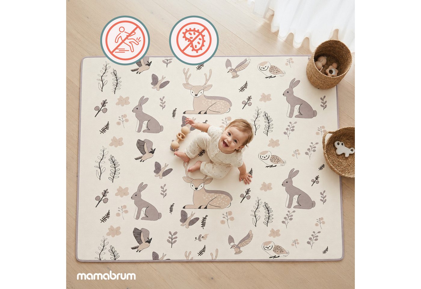 Mamabrum Spielmatte Mamabrum Spielmatte 180x150 cm XPE 1,5 cm Wald & Straßen